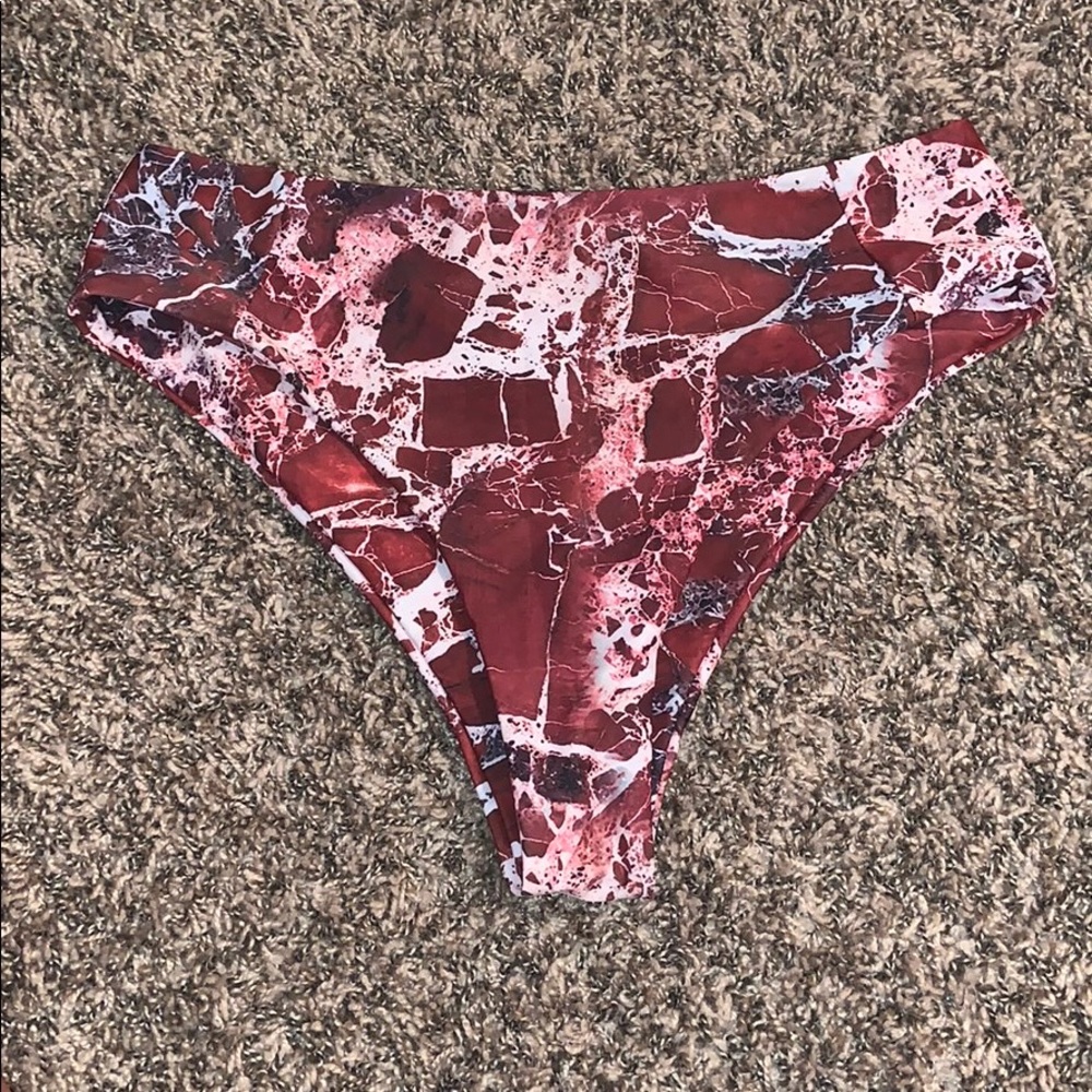 Red marble bathing suit bottoms